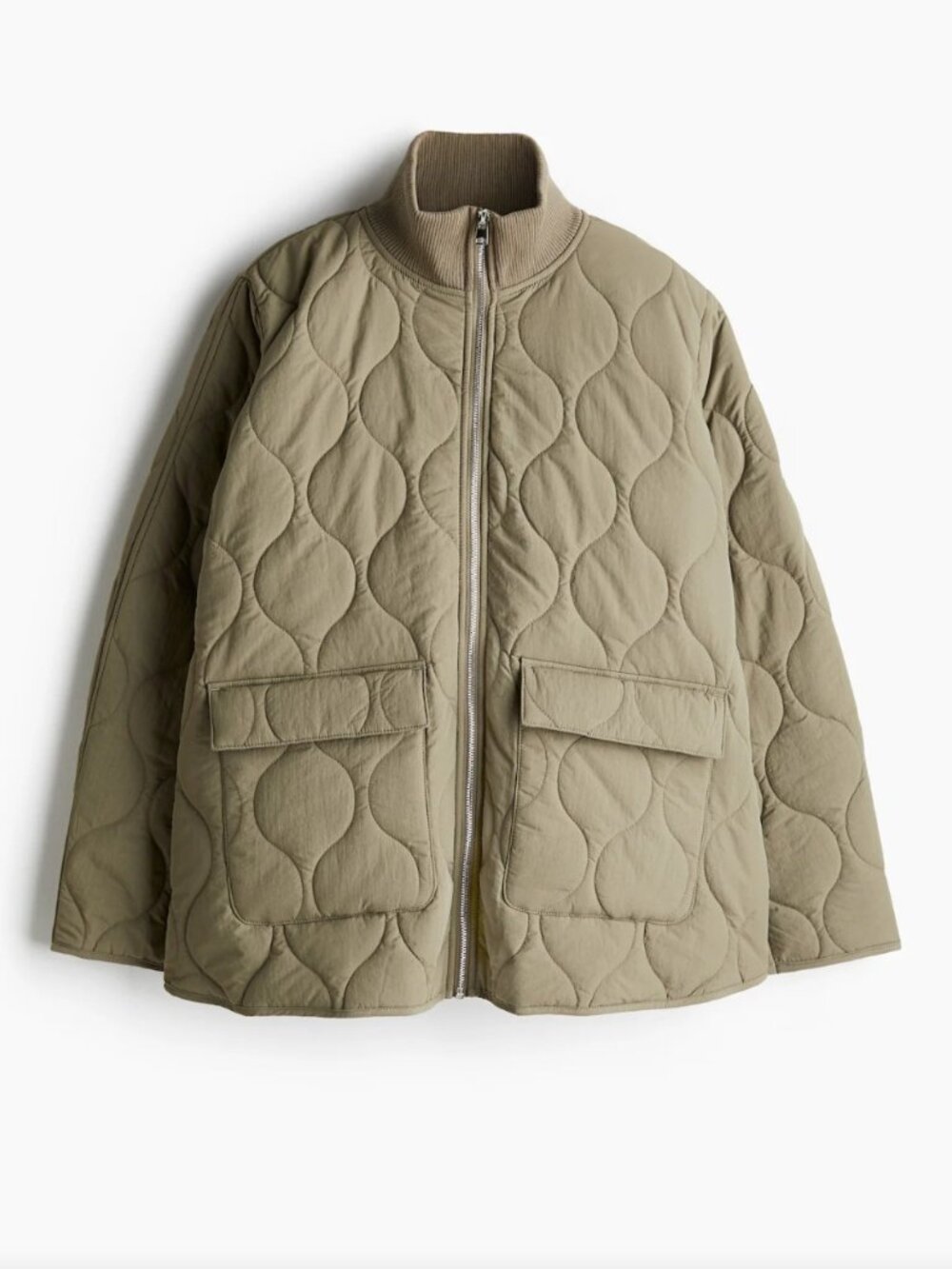 H&M Olive quilted bomber jacket